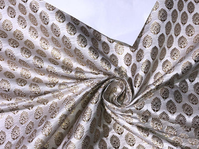 Silk Brocade fabric 44" wide  IVORY WITH METALIC GOLD MOTIF JACQUARD BRO980 available in 3 designs