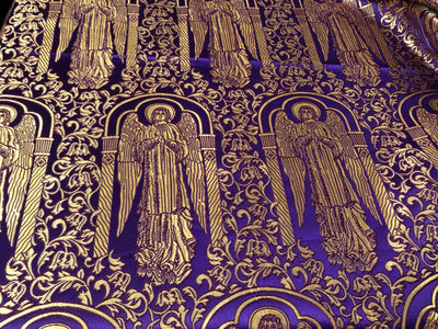 Brocade fabric VESTMENT 60" wide  available in PURPLE AND GOLD JESUS BRO962