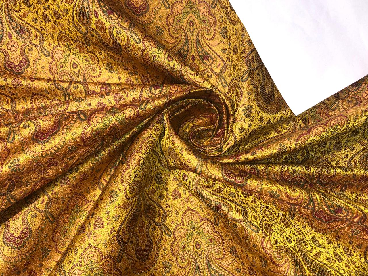 Silk Brocade fabric 44" wide  MUSTARD PAISLEY JACQUARD BRO981[3]