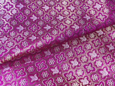 Brocade Fabric Jacquard x metallic gold Gold Color 44" WIDE BRO977 available in 2 colors bright pink and red