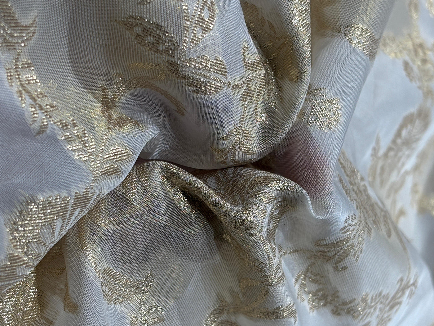 NYLON tissue with jacquard fabric  44"~wide available in 2 designs floral and scallop with motif [17442/551]