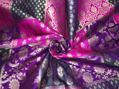 Silk Brocade fabric multi colour jacquard 44" wide BRO1071 available in 8 different color combinations[BRO1071[1-8]]