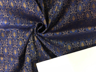 Silk Brocade fabric 44" wide  JACQUARD available in 4 colors green and blue/gold and blue/army green and blue and navy and blue   BRO971