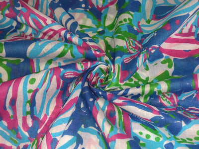 100% Cotton Poplin floral Print 44" wide available in 2 different color schemes  pink and orange AND blue ,royal, pink and green [17280/17281]