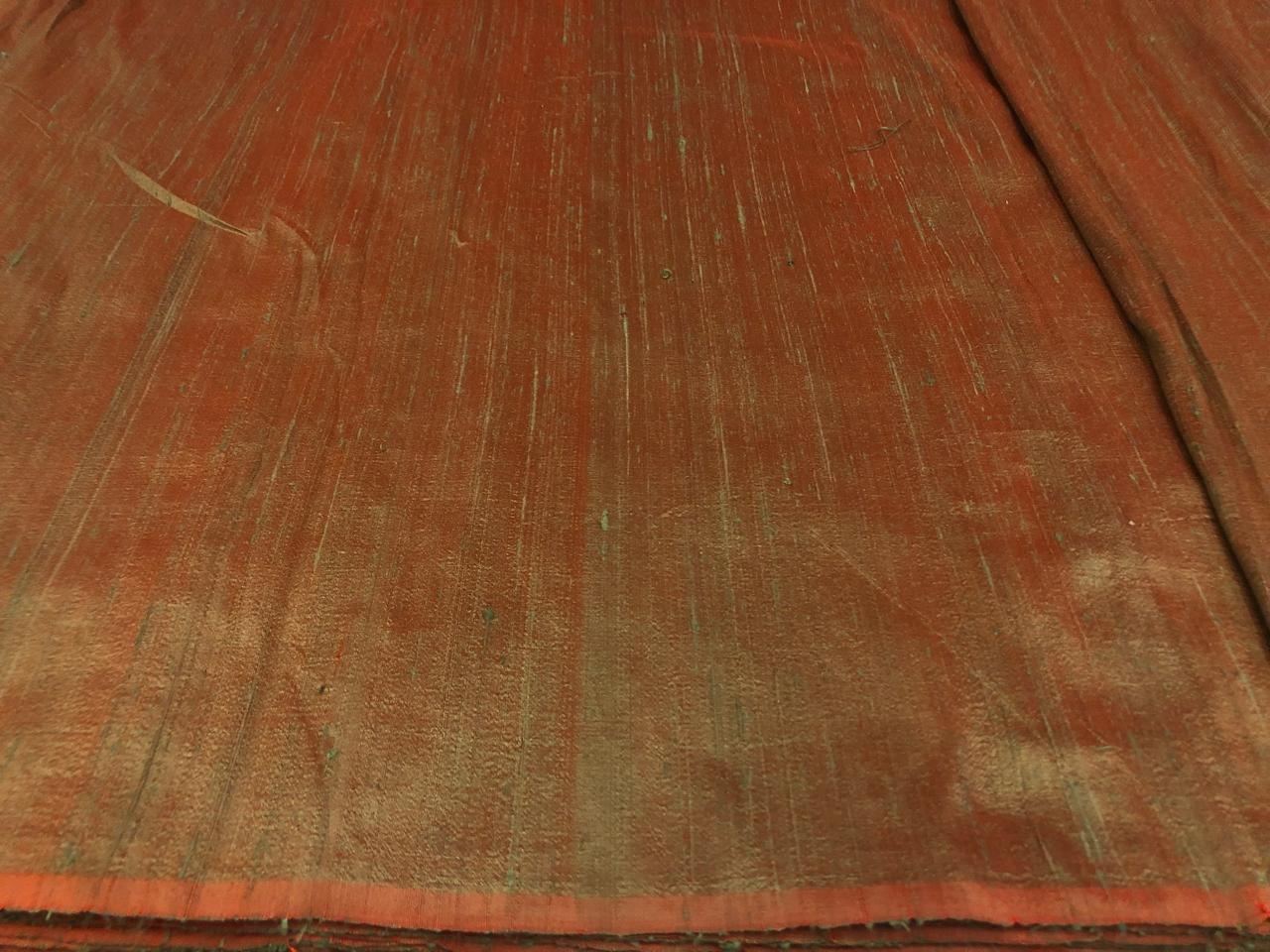 100% Pure silk dupioni fabric orange x green  color 54" wide with slubs MM131[1]