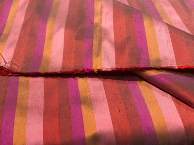 100% Pure Silk dupion  stripe running vertical [54" long stripes] available in 2 colors blues/greens and pinks DUPS72[1/2]