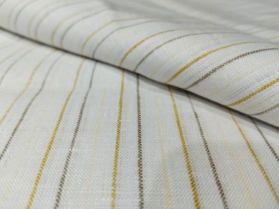 100% Linen stripe 60's Lea Fabric 58" wide available in two colors blue and white and ivory ,yellow, brown[10800]