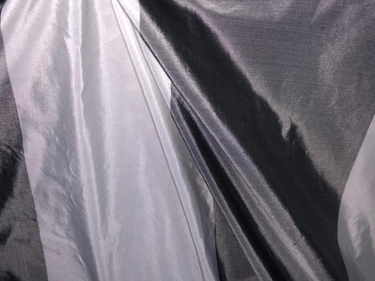 100% silk Taffeta grey and white ivory 7.75 inch Stripes Selvidge to Selvidge 54" long TAFS170