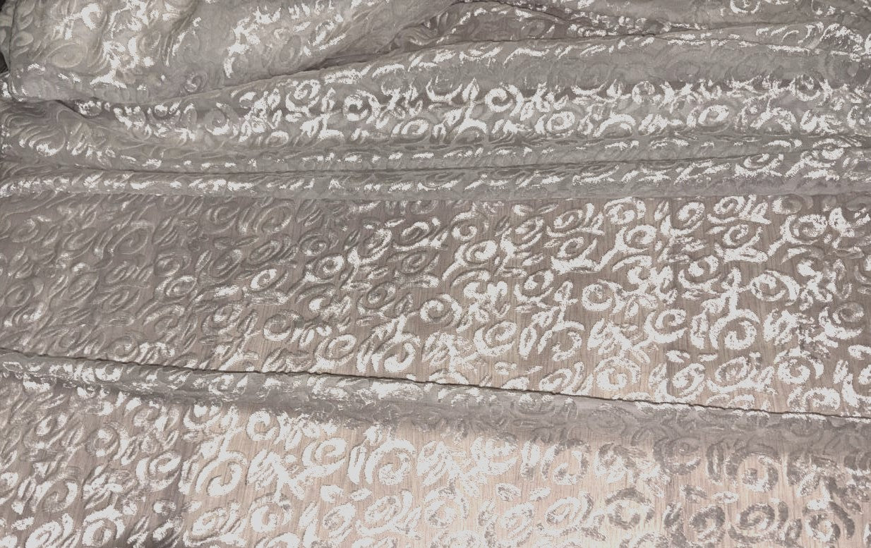 White Devore Polyester Viscose Burnout Velvet fabric ~ 44" wide available in 3 designs floral vines, abstract rose and floral [18291/92/93]