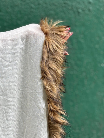 SILK pashmina stole with fur 29" wide and 77" long