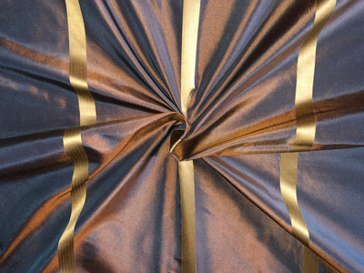 silk taffeta fabric iridescent blue x copper with satin stripes 54" wide TAFS147[1]