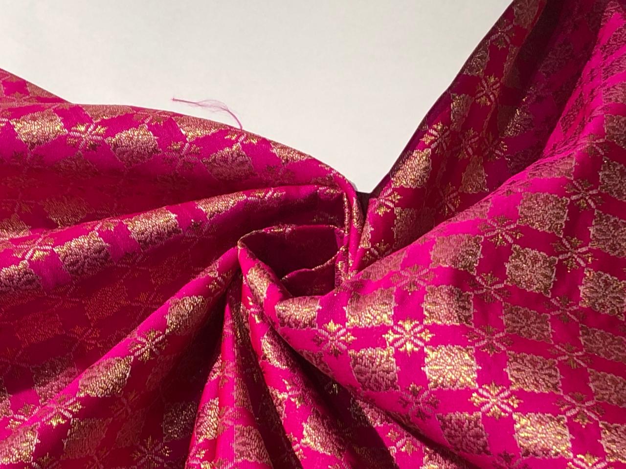 Silk Brocade fabric with leaf  jacquard available in 4 COLORS red ,teal ,plum and pink BRO998[1/2/3/4]