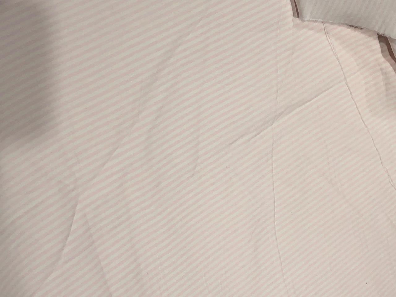 100% Cotton Poplin 58" wide pastel pink 3mm stripes running horizontal by the yard [17621]