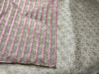Brocade fabric subtle silver pink  color with paisley jacquard  44" wide reversable BRO1031[2]