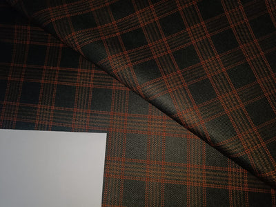 Tweed Suiting Heavy weight premium Fabric teal and orange rust Plaids 58" wide [15087]