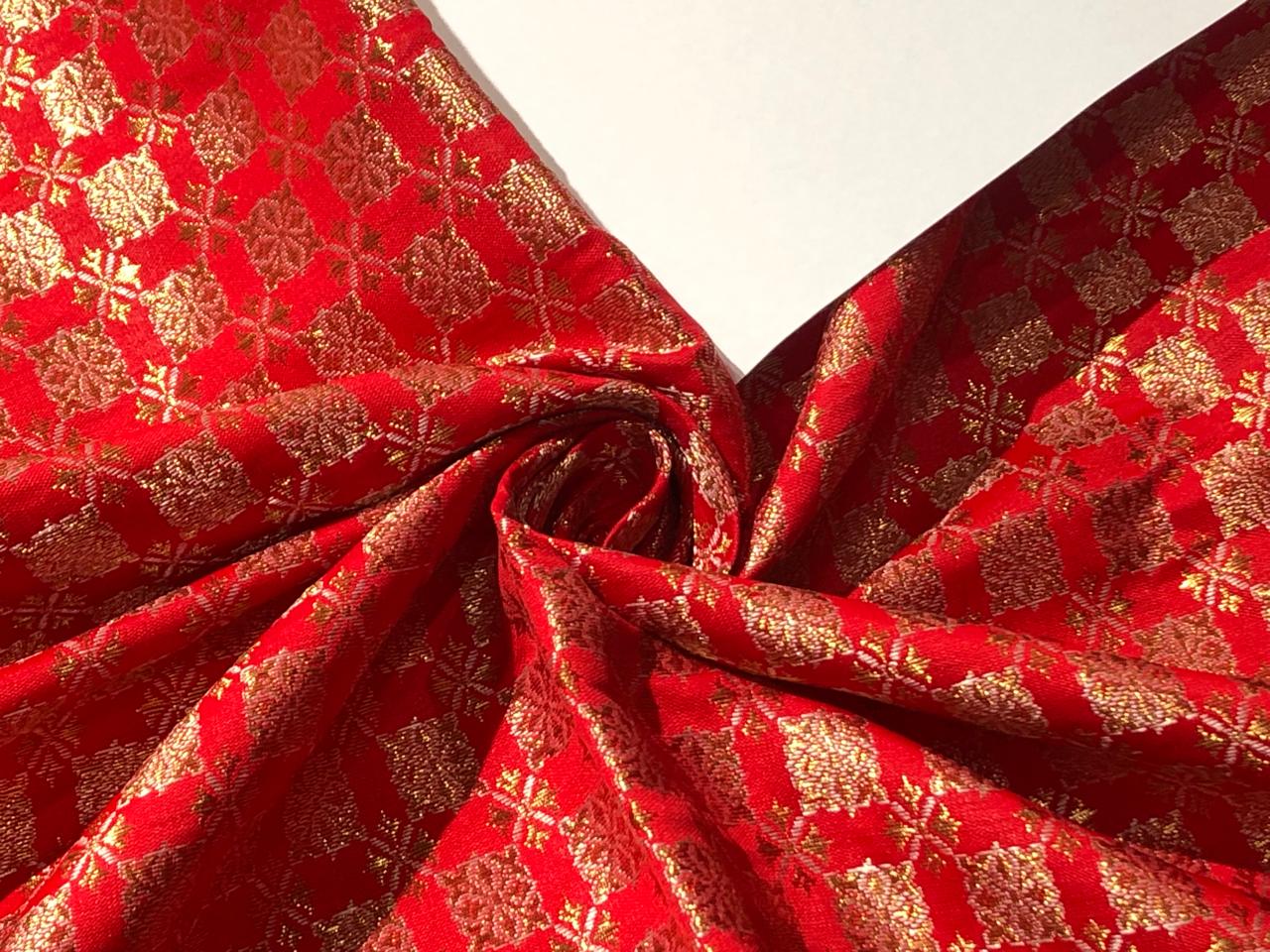 Silk Brocade fabric with leaf  jacquard available in 4 COLORS red ,teal ,plum and pink BRO998[1/2/3/4]