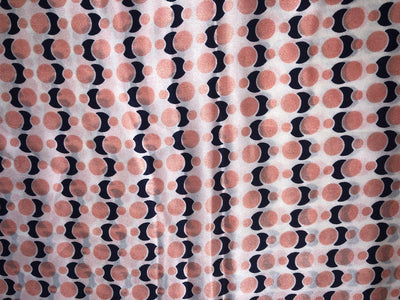 100% Pure Silk Satin 80 grams ivory  with peach and black  abstract print 54"Wide Fabric [18289]