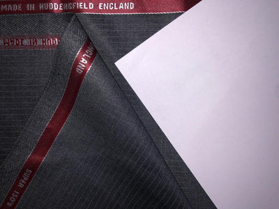 100% wool suiting fabric made in Huddersfield, England 150's super wool count striped available in 2 colors dark navy and black[15639/40]