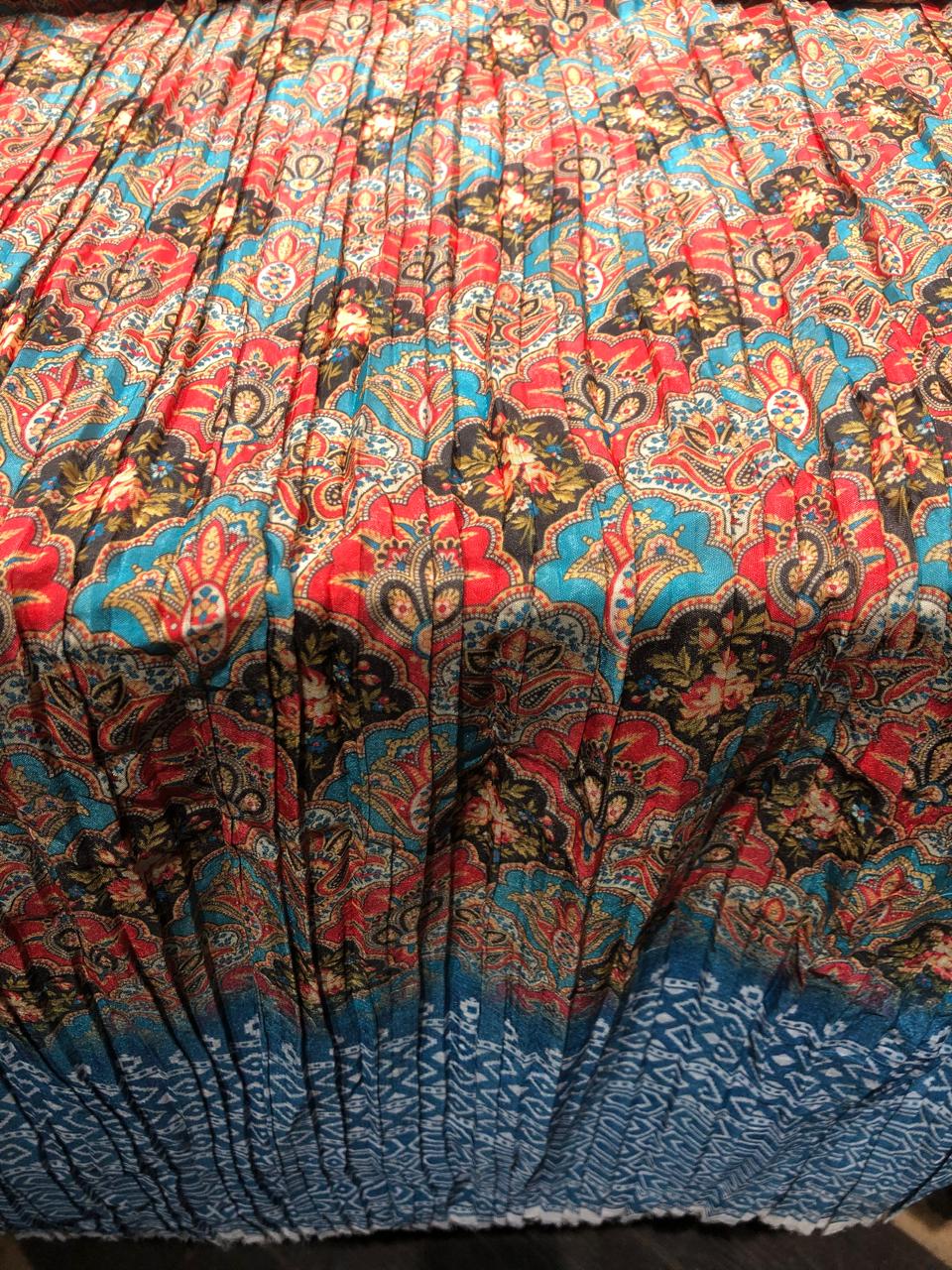 Pleated  Fabric 54'' Wide beautiful Indian design available in three colors [17651/52/53]