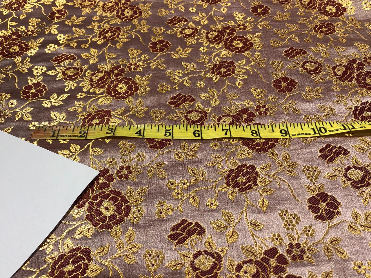 Silk Brocade fabric 44" wide floral Jacquard with metallic gold available in 2 colors BRO937[1/2]