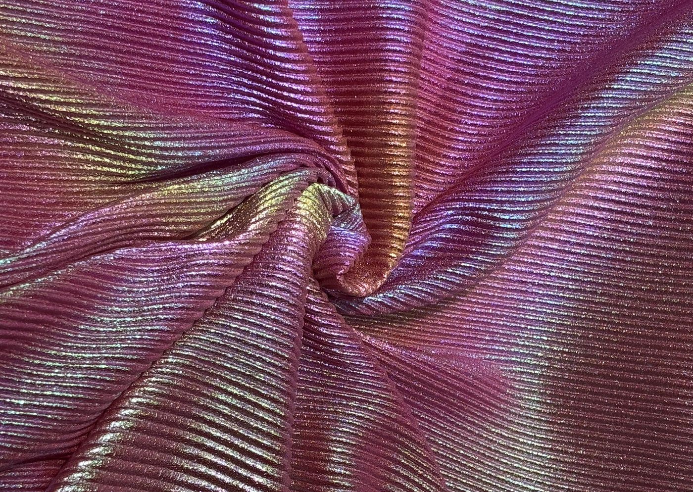 Pleated Rainbow Foil Fabric With Lycra 58'' Wide available in two colors barbie pink and candy pink [17249/50]