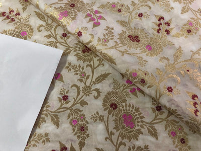 Brocade fabric 44" wide floral metallic jacquard available in 4 colors yellow/burgundy, black and white