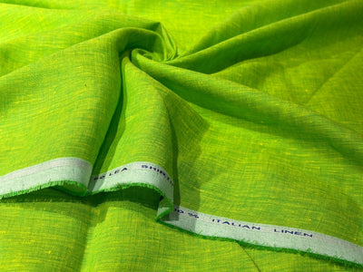 100% linen 60s lea Linen fabric  58" wide available in 3 colors blue/lemon yellow and green x yellow