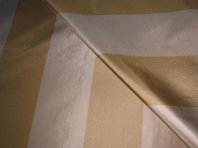 100% Silk Taffeta Fabric  cream and gold Stripes TAFS161[2] 54&quot; wide