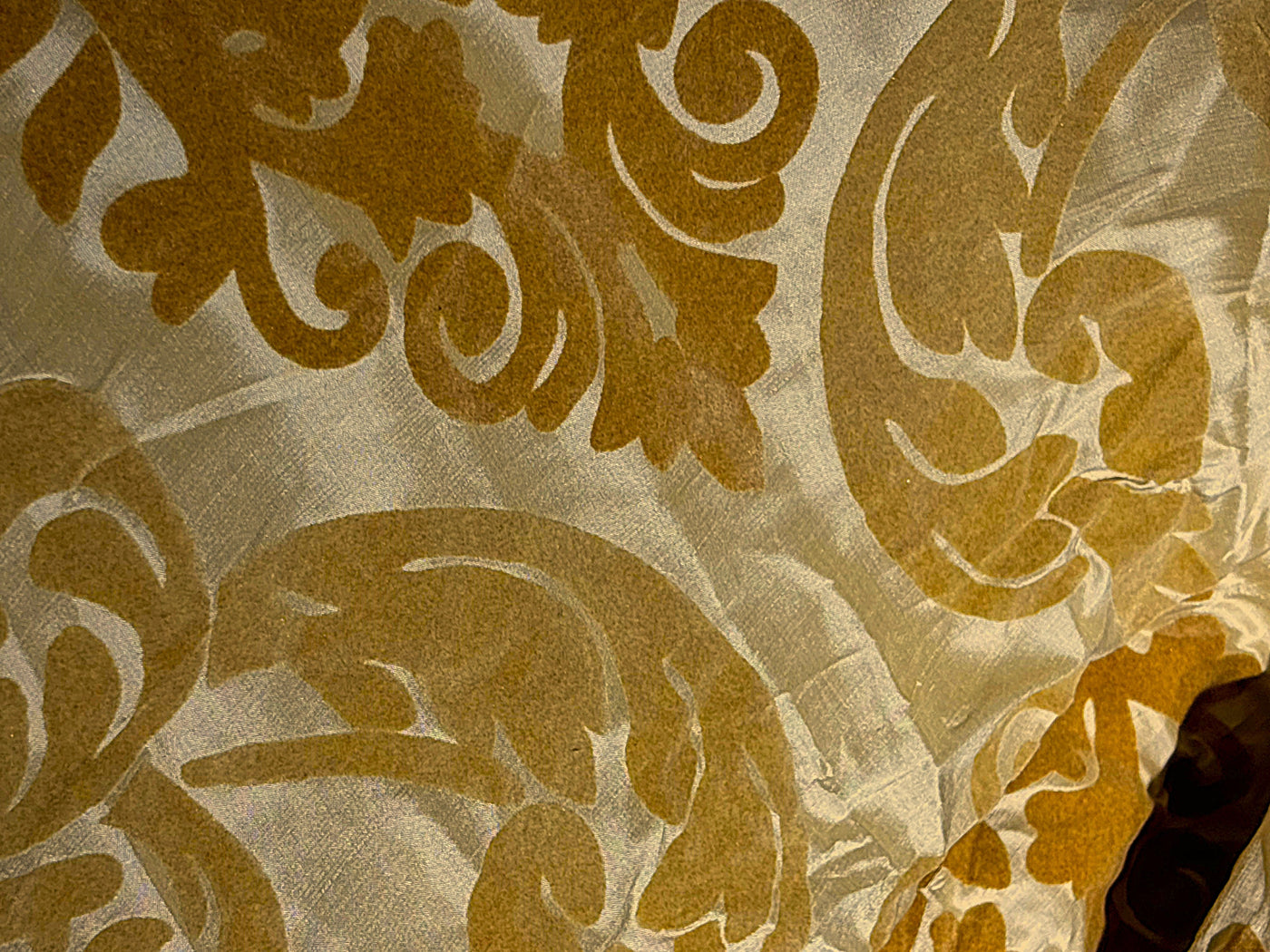 100% Silk Taffeta Jacquard Fabric IVORY WITH GOLD VELVET JACQUARD  54" wide TAFJACNEW23