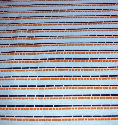 100% Cotton Poplin 58" blue with royal blue and orange stripes [17561]