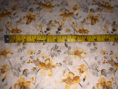 100% Linen  60 Lea Fabric mustard gold floral print [17754]