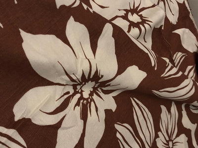 Linen Print Brown floral print [18554]