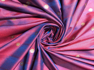 Silk Brocade fabric available in 3 colors two tone red x blue, two tone red x green and royal blue BRO1032