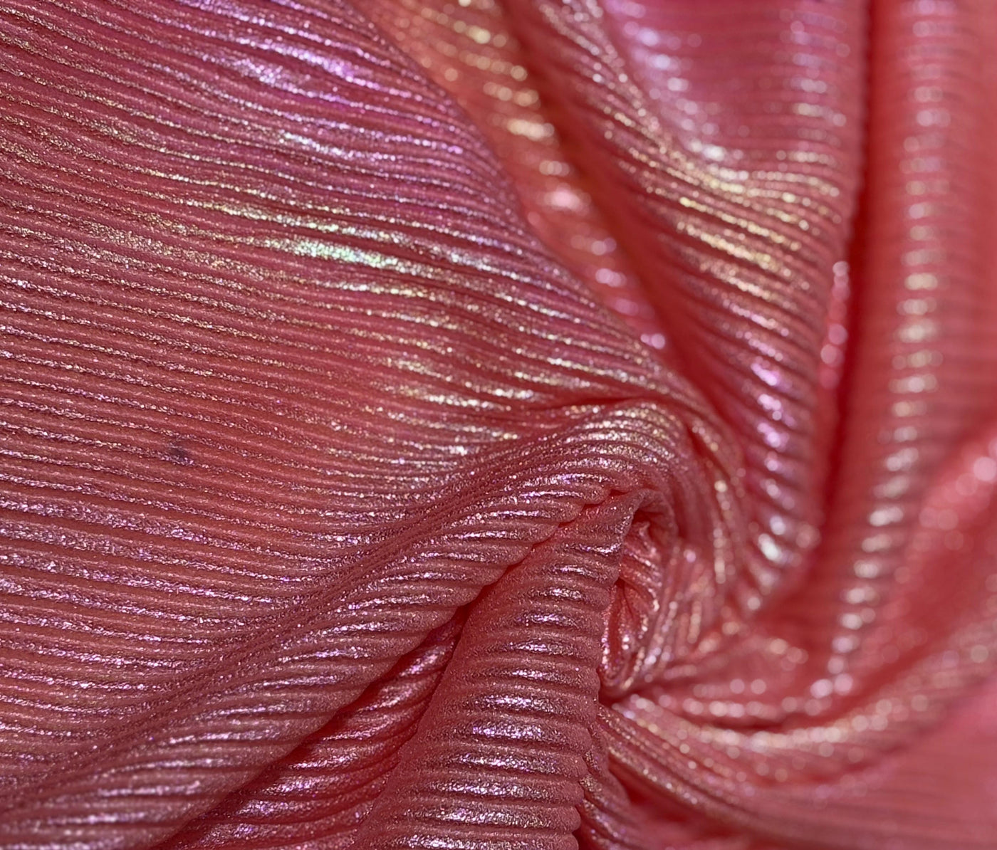 Pleated Rainbow Foil Fabric With Lycra 58'' Wide available in two colors barbie pink and candy pink [17249/50]