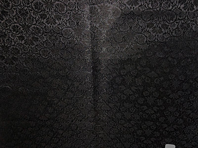 Silk Brocade fabric 56" jet black with self small floral jacquard BRO1057[4]