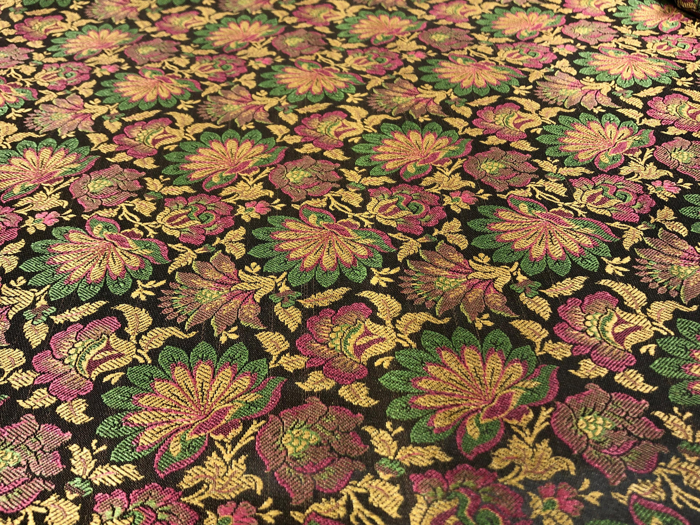 Silk Brocade fabric floral  jacquard available in 2 colors brown and royal blue  BRO1023[1/2]