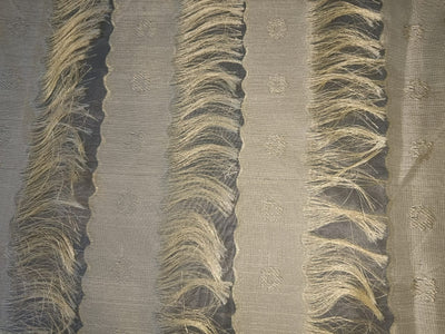 SILK ORGANZA JACQUARD FABRIC with stripes of flower motif and tassels available in 3 colors [15369/70/71]
