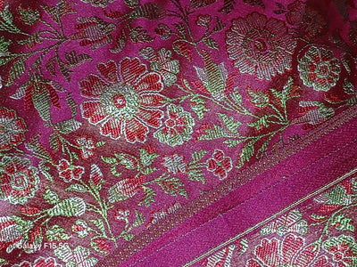 Silk Brocade fabric floral  jacquard available in 3 colors burgundy, red and maroon BRO989[1/2/3]