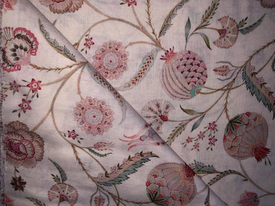 100% linen FLORAL digital print fabric 44" wide available in 2 colors grey/pink and ivory/pink