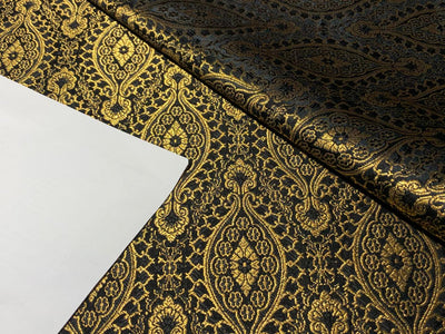Silk Brocade Fabric BLACK X metallic gold Color 44" wide BRO947[2]
