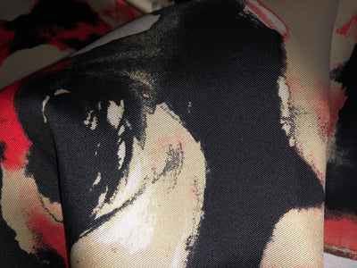 100% Silk Taffeta Jacquard Fabric gold with red and black spray paint effect jacquard  54" wide TAFJACNEW25