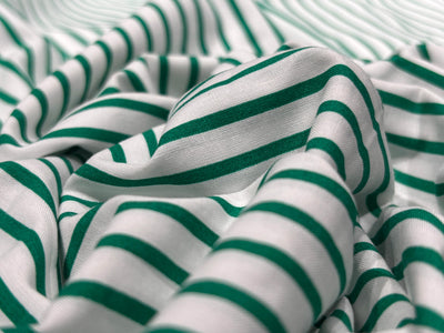 100% Cotton Poplin 58" wide green and white  stripes  [17795]