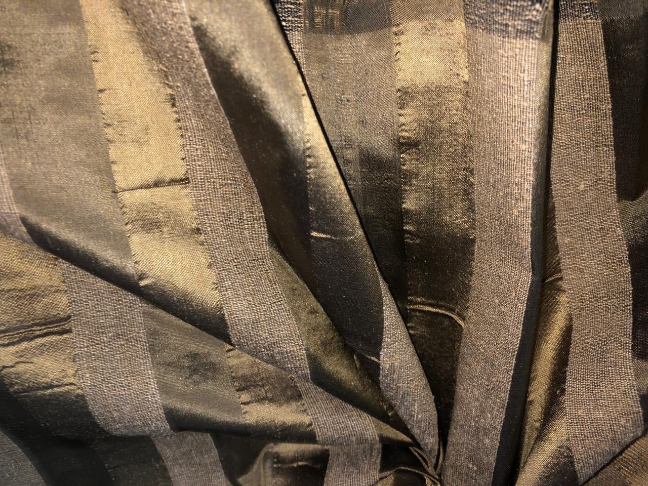 100% silk dupion GOLDEN BROWN AND RIBBED BROWN STRIPES DUPNEWS12