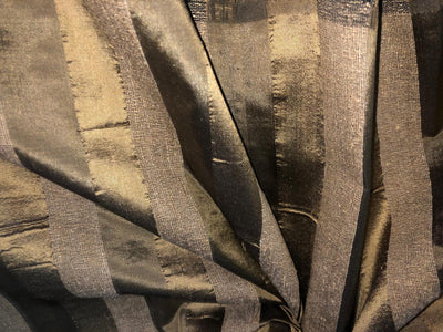 100% silk dupion GOLDEN BROWN AND RIBBED BROWN STRIPES DUPNEWS12