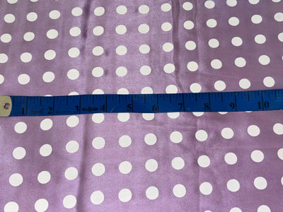 100% Pure Silk Satin 80 grams Lilac color with white dots 54"Wide Fabric [18283]
