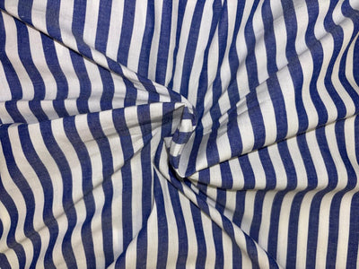 100% Cotton Chambray denim blue and white color horizontal  stripe 58" wide [18526]