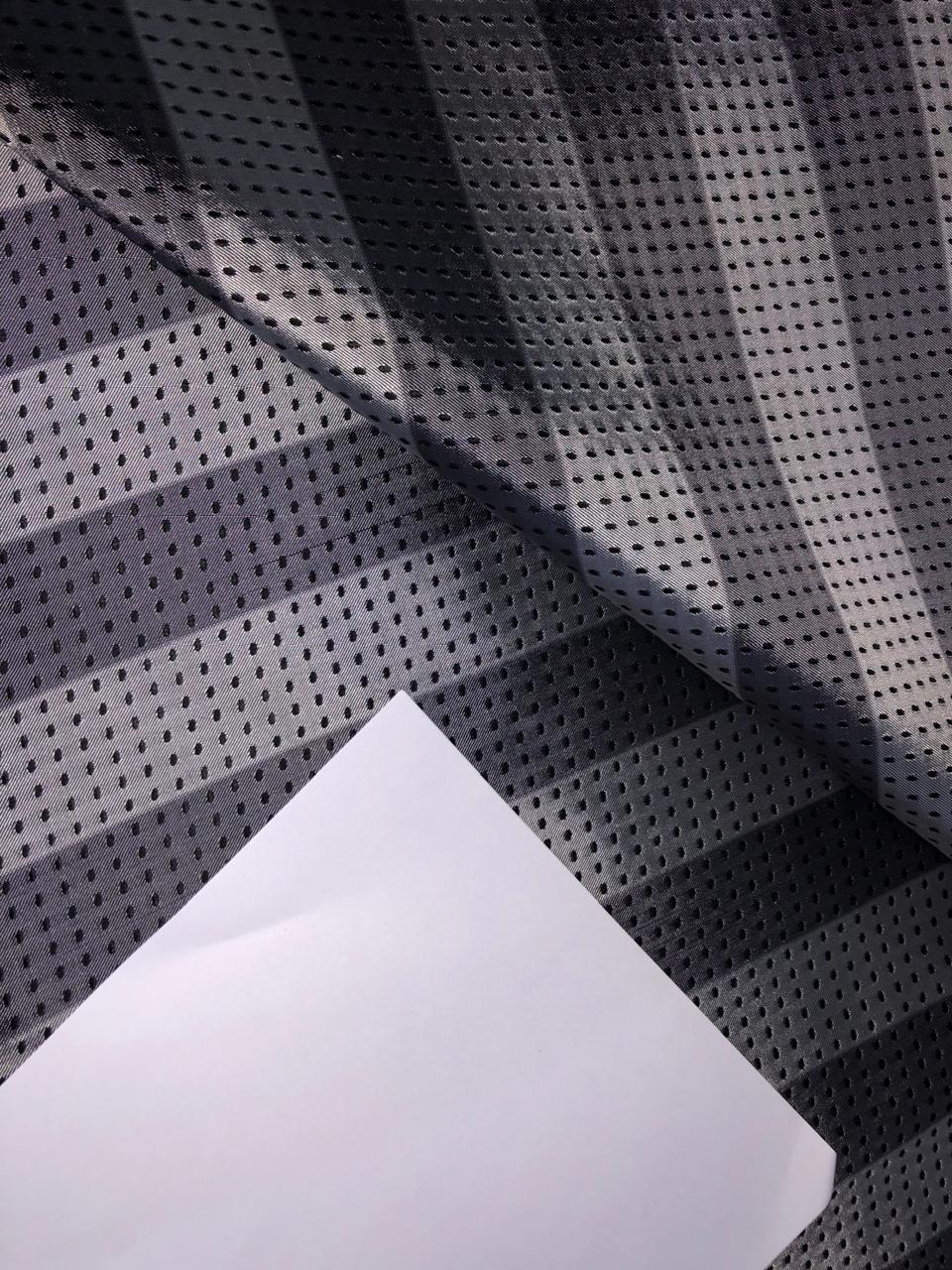 100% Silk Taffeta Jacquard Fabric  GREY jacquard stripes with black dots  54" wide TAFJACNEW14[2]