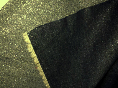 100% Cotton Denim Fabric 58" wide black  with gold SHIMMER [17214]