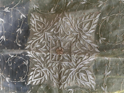 Table  Cover in gold tissue square 37 inch x 37 inch full zardozi embroidered gold [17688]