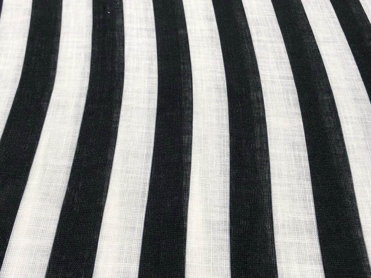Linen  Cotton fabric black and white stripes 58" wide[17767]